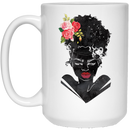 African American Coffee Mug Black Girl With Flowers Hair 11oz - 15oz White Mug