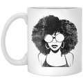 African American Coffee Mug Black Lady Afro Art For Women Girls 11oz - 15oz White Mug
