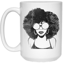 African American Coffee Mug Black Lady Afro Art For Women Girls 11oz - 15oz White Mug