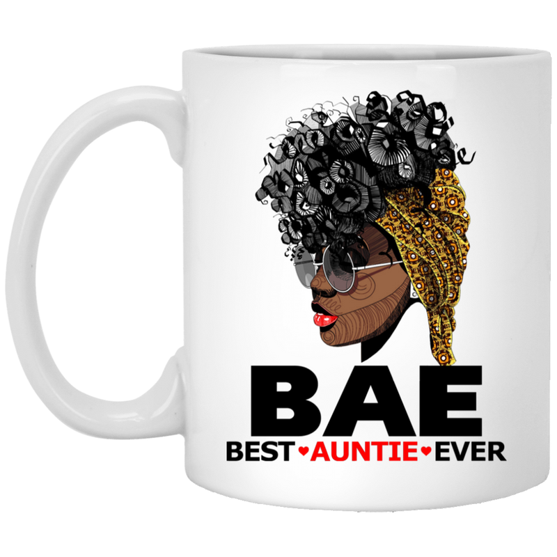African American Coffee Mug Cute Black Women Mug BAE Best Auntie Ever Gift 11oz - 15oz White Mug