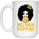 African American Coffee Mug Melanin Poppin' Balloons Crown Black History Month Mug for African Pride 11oz - 15oz White Mug