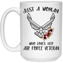 Air Force Coffee Mug Female Air Force Veteran - Just A Woman Who Loves Her Air Force Veteran 11oz - 15oz White Mug