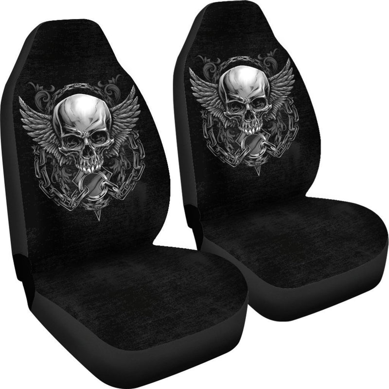 Amazing Badass Skull With Wings Car Seat Covers (Set Of 2)