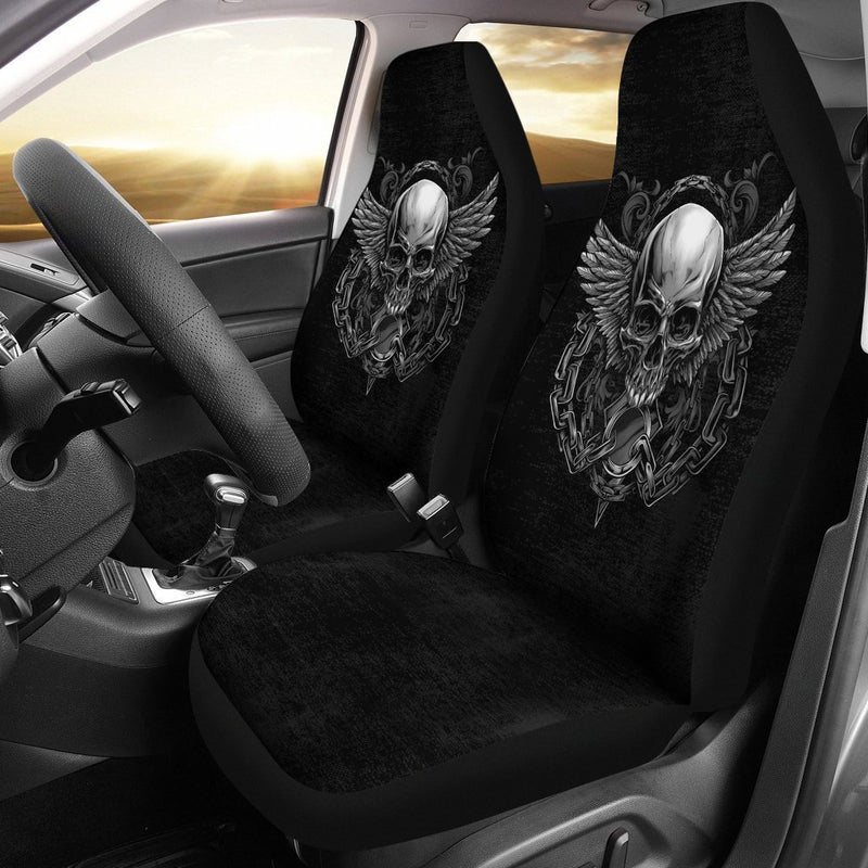 Amazing Badass Skull With Wings Car Seat Covers (Set Of 2)