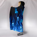 Amazing Blue Fire Skull Hooded Blanket interestprint