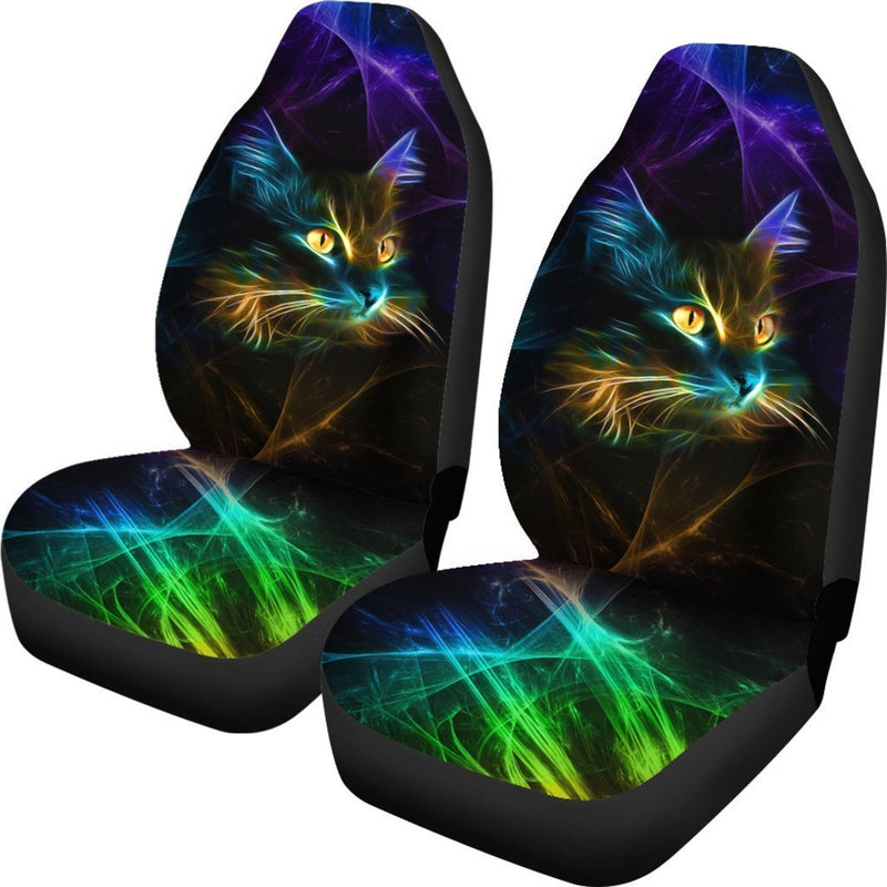 Amazing Neon Light Cat Car Seat Covers (Set Of 2)