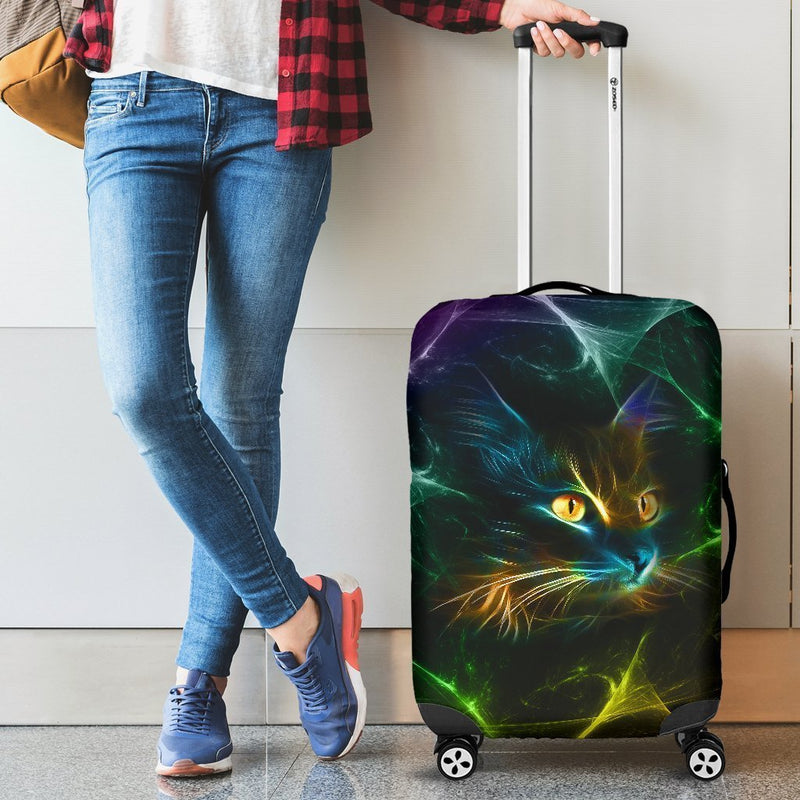 Amazing Neon Light Cat Luggage Cover interestprint