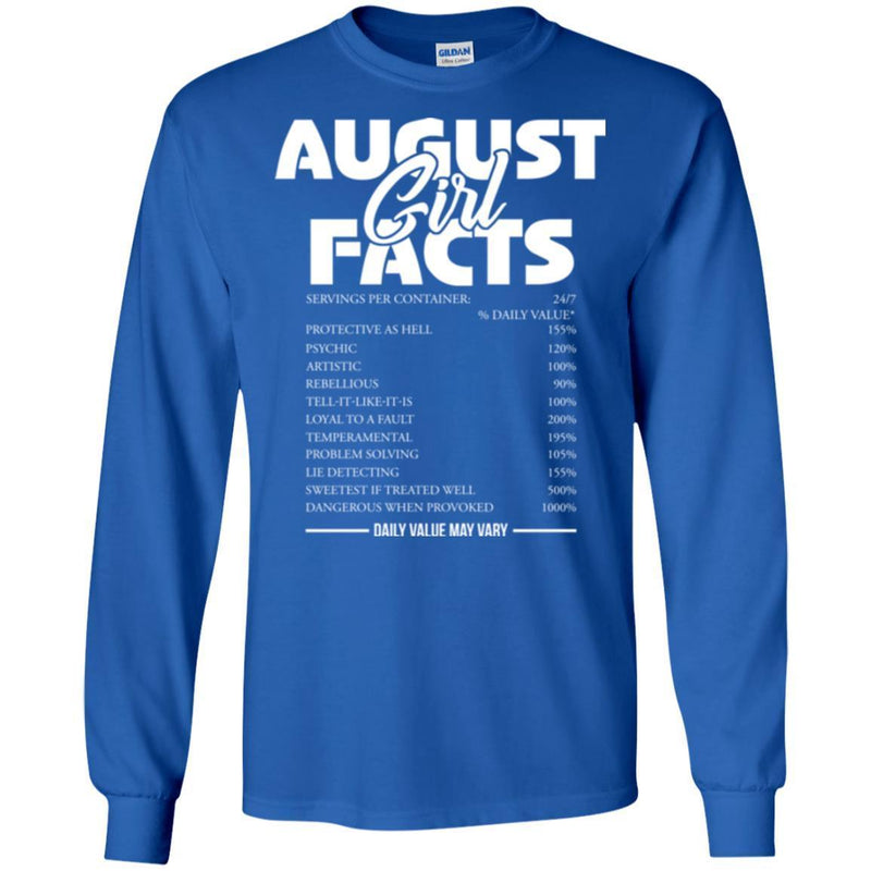 August Girls T-Shirt Funny August Facts Girl Sayings Funny Sarcasm Birthday Girls Shirts CustomCat