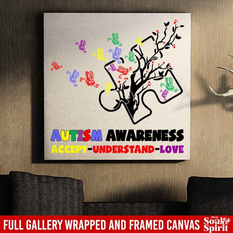 Autism Awareness Canvas - Accept Understand Love Canvas Wall Art Decor