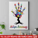 Autism Awareness Canvas - Autism Awareness Hand And Tree Canvas Wall Art Decor
