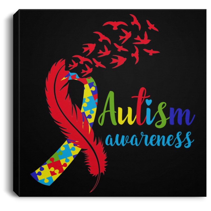 Autism Awareness Canvas - Feather Birds Puzzle Ribbon Cool Autism Awareness Canvas