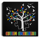 Autism Awareness Canvas - Autism Puzzle Tree Birds Canvas