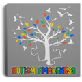 Autism Awareness Canvas - Autism Puzzle Tree Birds Canvas