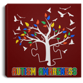 Autism Awareness Canvas - Autism Puzzle Tree Birds Canvas