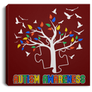 Autism Awareness Canvas - Autism Puzzle Tree Birds Canvas