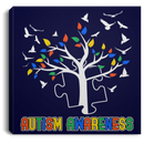 Autism Awareness Canvas - Autism Puzzle Tree Birds Canvas