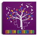 Autism Awareness Canvas - Autism Puzzle Tree Birds Canvas
