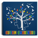 Autism Awareness Canvas - Autism Puzzle Tree Birds Canvas