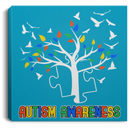 Autism Awareness Canvas - Autism Puzzle Tree Birds Canvas