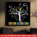 Autism Awareness Canvas - Autism Puzzle Tree Birds Canvas