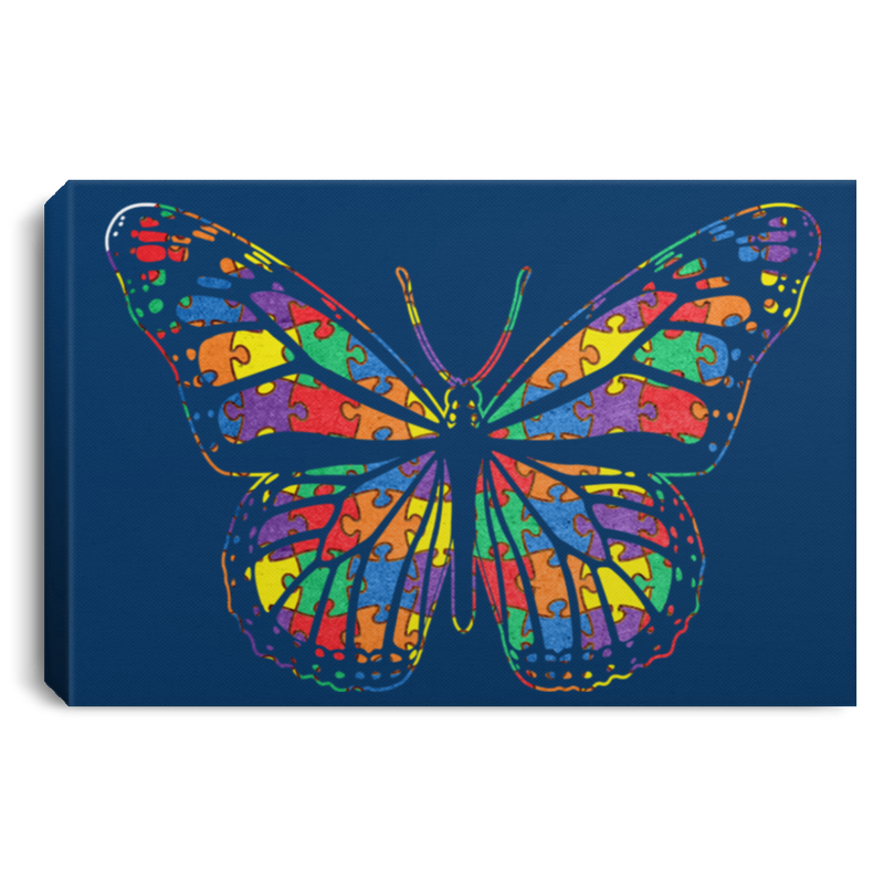 Autism Awareness Canvas - Butterfly Puzzle Piece Autism Awareness Canvas Wall Art Decor