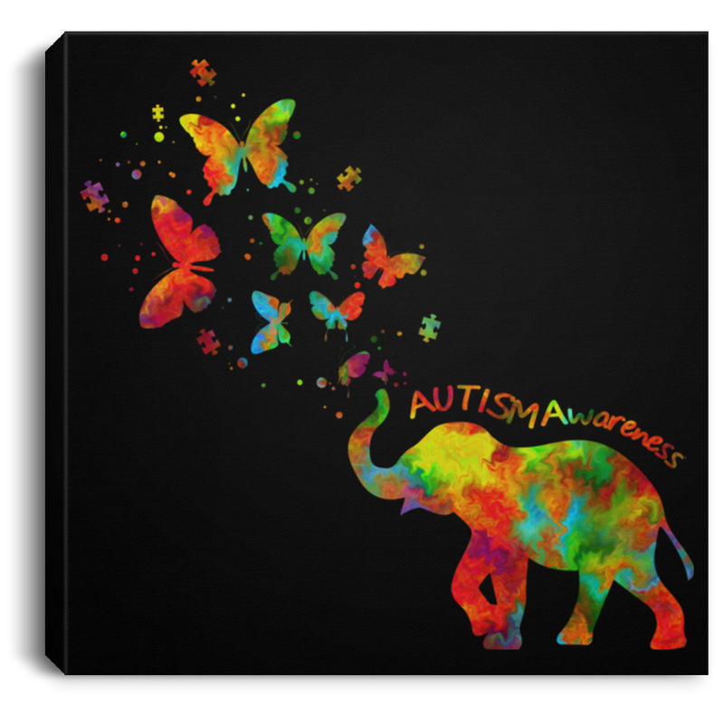 Autism Awareness Canvas - Elephant And Butterfly Canvas Wall Art Decor