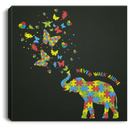 Autism Awareness Canvas - Never walk Alone Elephant Canvas Wall Art Decor