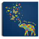 Autism Awareness Canvas - Never walk Alone Elephant Canvas Wall Art Decor