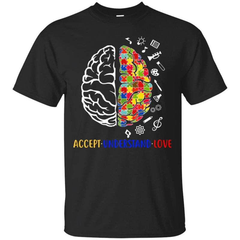 Autism T-Shirt Accept Understand Love Brain Puzzle Piece Awareness Day Gift Tee Shirts CustomCat