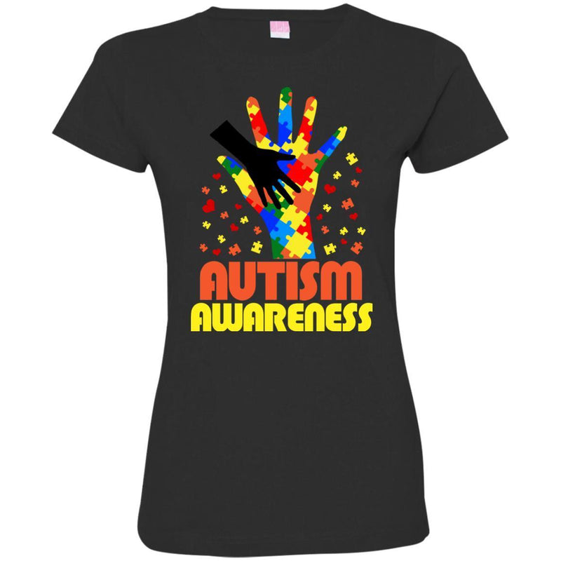 Autism T-Shirt Autism Awareness Hold Hand Children Women Cute Gift Tees Shirts CustomCat