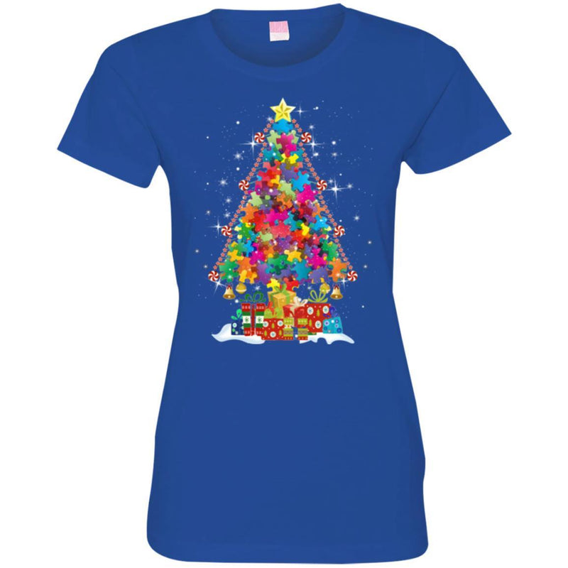 Autism T-Shirt Autism Awareness Puzzle Piece Christmas Tree Puzzle Piece T Shirts CustomCat