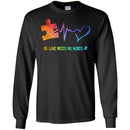 Autism T-Shirt Autism Love Needs No Words Heartbeat Puzzle Awareness Men Women Boys Shirts CustomCat