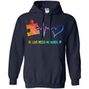 Autism T-Shirt Autism Love Needs No Words Heartbeat Puzzle Awareness Men Women Boys Shirts CustomCat