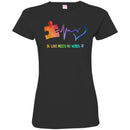 Autism T-Shirt Autism Love Needs No Words Heartbeat Puzzle Awareness Men Women Boys Shirts CustomCat