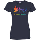 Autism T-Shirt Autism Love Needs No Words Heartbeat Puzzle Awareness Men Women Boys Shirts CustomCat