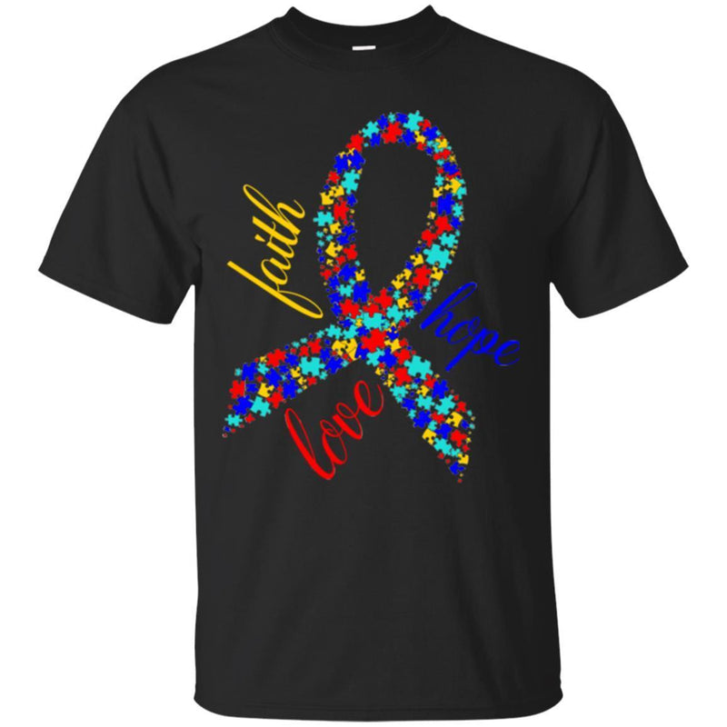 Autism T-Shirt Faith Hope Love Awareness Day Gift Tee Shirts CustomCat