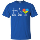 Autism T-Shirt Faith Hope Love Heart Puzzle Piece Awareness Day Gift Tee Shirts CustomCat