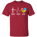 Autism T-Shirt Faith Hope Love Heart Puzzle Piece Awareness Day Gift Tee Shirts CustomCat