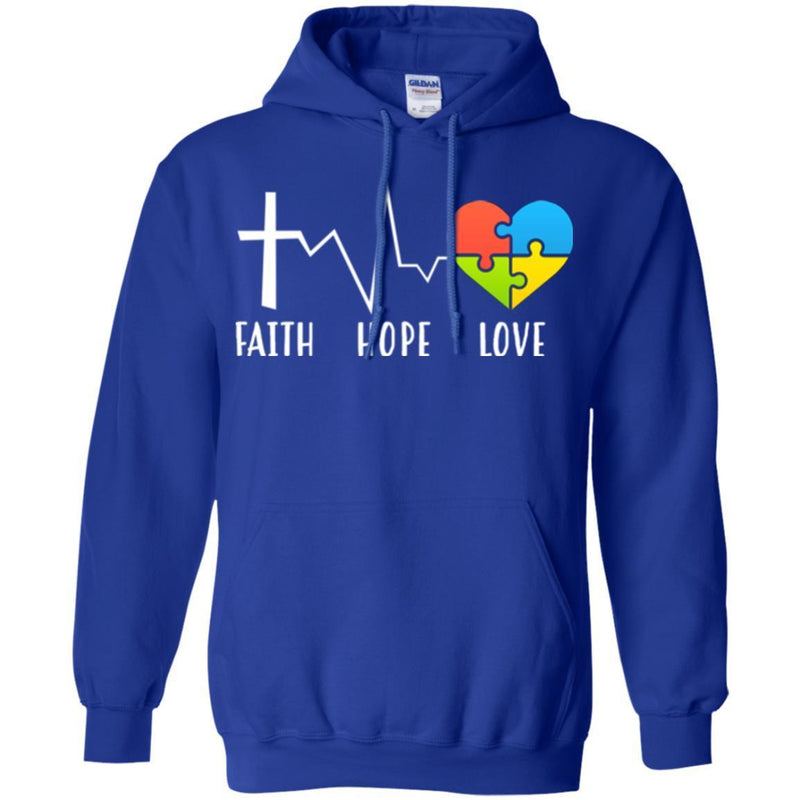 Autism T-Shirt Faith Hope Love Heart Puzzle Piece Awareness Day Gift Tee Shirts CustomCat