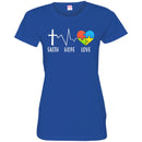 Autism T-Shirt Faith Hope Love Heart Puzzle Piece Awareness Day Gift Tee Shirts CustomCat