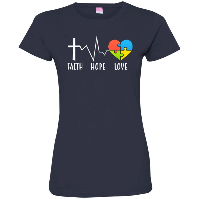 Autism T-Shirt Faith Hope Love Heart Puzzle Piece Awareness Day Gift Tee Shirts CustomCat