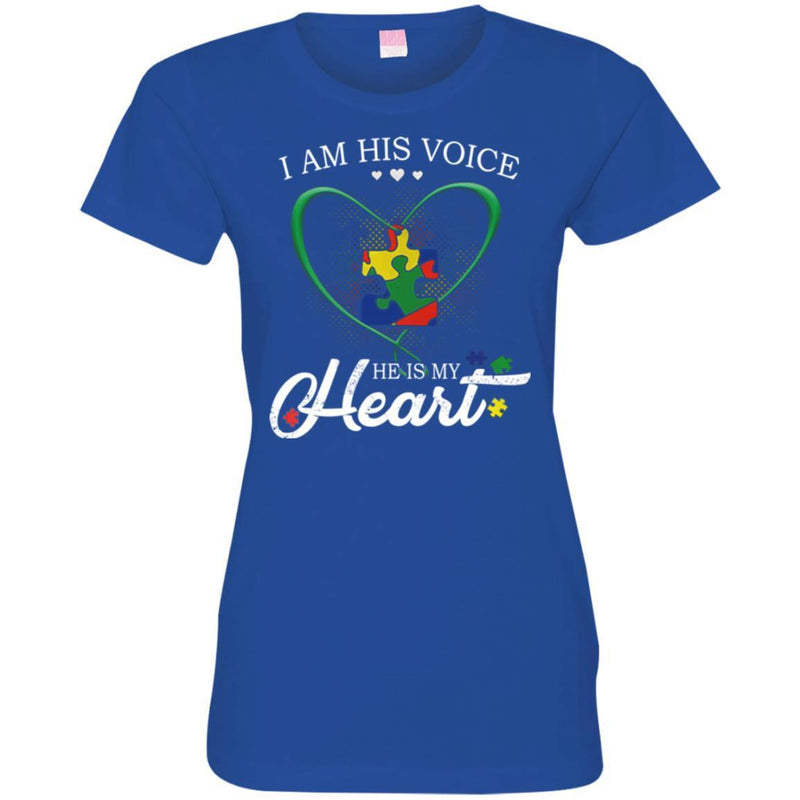 Autism T-Shirt I Am His Voice He Is My Heart Puzzle Piece Awareness Day Gift Tee Shirts CustomCat