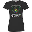 Autism T-Shirt I Am His Voice He Is My Heart Puzzle Piece Awareness Day Gift Tee Shirts CustomCat