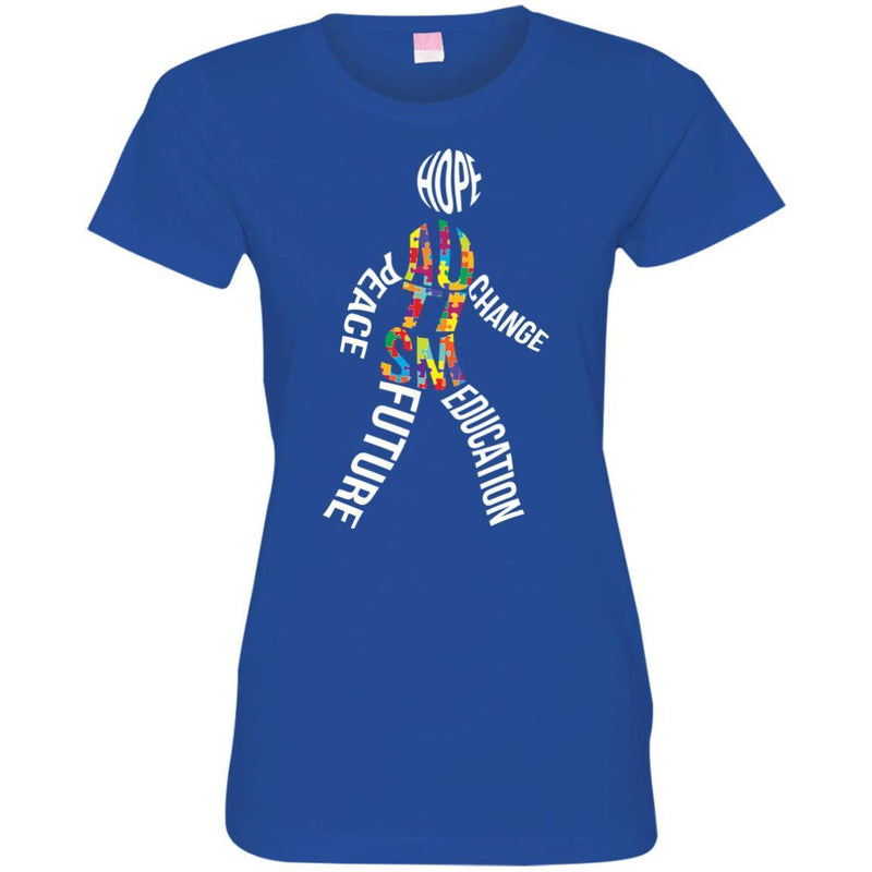 Autism T-Shirt Inspirational Message Poster with Quote for Hope Peace Change Education Future Shirts CustomCat