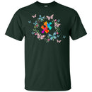 Autism T-Shirt The Pieces Fit Flowers Butterfly Autism Awareness Gift Tees Shirts CustomCat