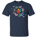 Autism T-Shirt The Pieces Fit Flowers Butterfly Autism Awareness Gift Tees Shirts CustomCat