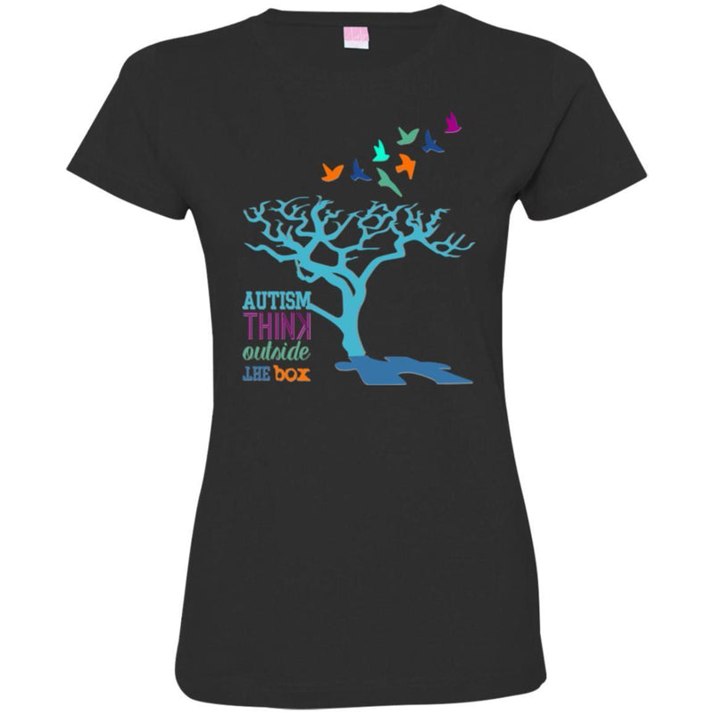Autism Think Outside The Box T Shirt Autism Awareness Ribbon Funny Tees Autism Day Shirts CustomCat