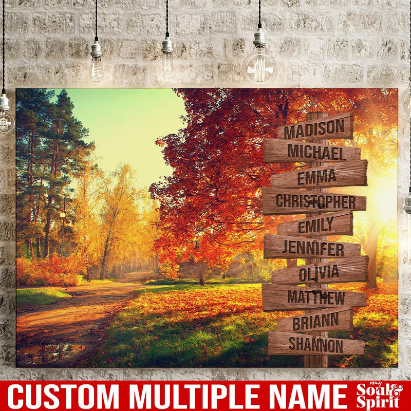 Autumn Road Color Personalized Multi-Names Canvas Family - CANLA75 - CustomCat