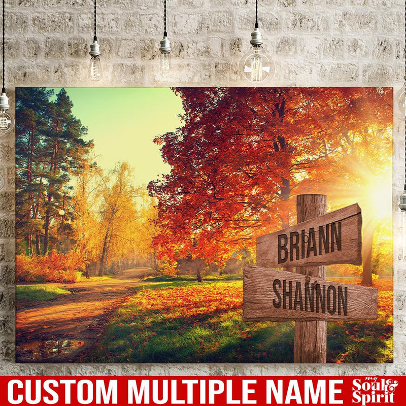 Autumn Road Color Personalized Multi-Names Canvas Family - CANLA75 - CustomCat