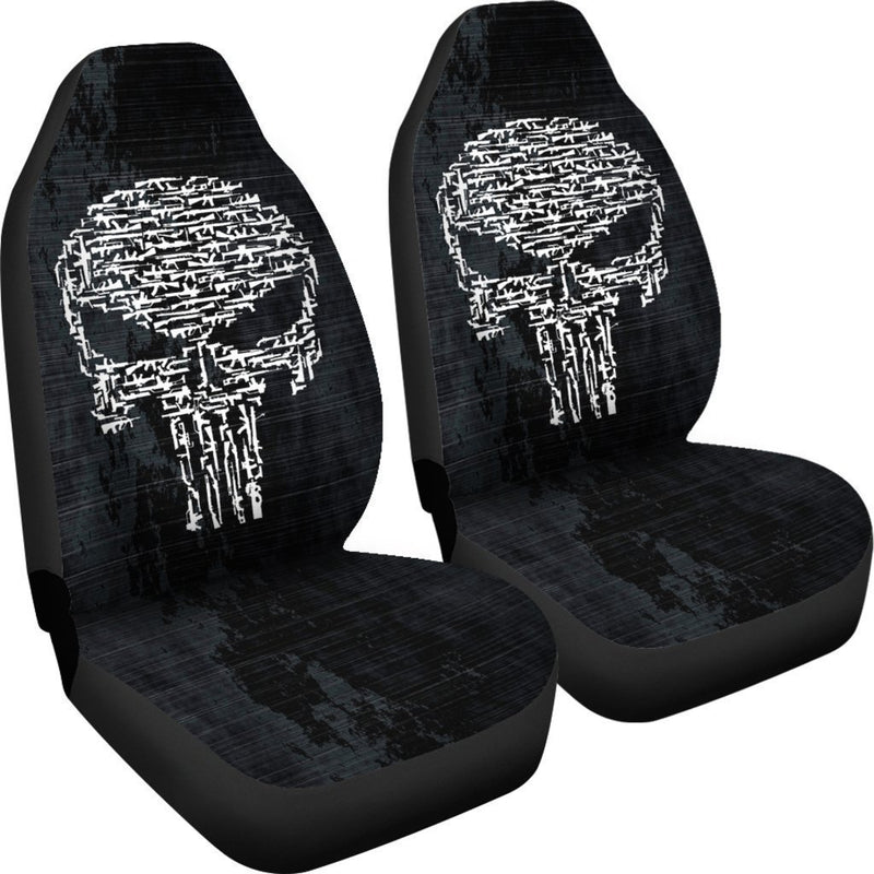 Awesome Skull Gun Car Seat Cover (Set Of 2)